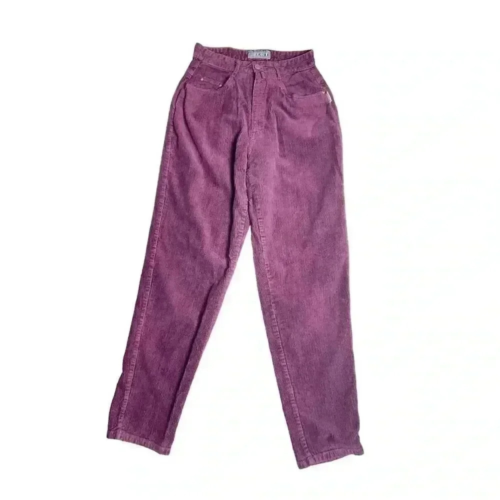 Paris Sport Club Vintage Red Corduroy Tapered Pants Women's Size M High Waist 90